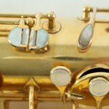 C.G. Conn 'Virtuoso Deluxe' Bass Saxophone SN 111421 GOLD PLATE, FULL PEARLS- for sale at BrassAndWinds.com