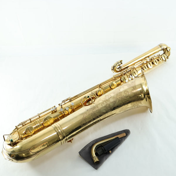 C.G. Conn 'Virtuoso Deluxe' Bass Saxophone SN 111421 GOLD PLATE, FULL PEARLS- for sale at BrassAndWinds.com