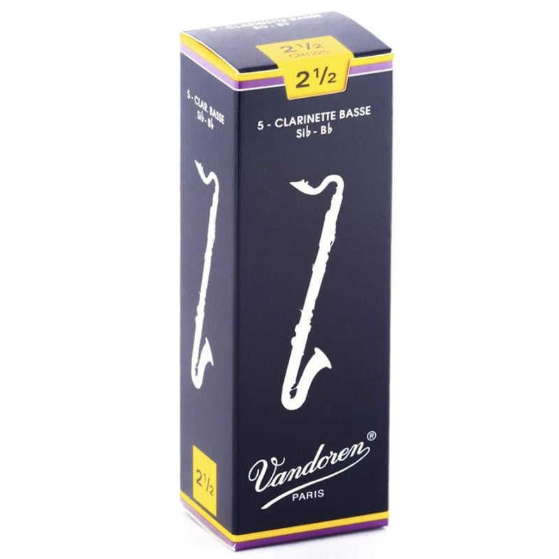 Vandoren CR1225 Bass Clarinet Traditional Reeds, Strength 2.5 Box of 5- for sale at BrassAndWinds.com