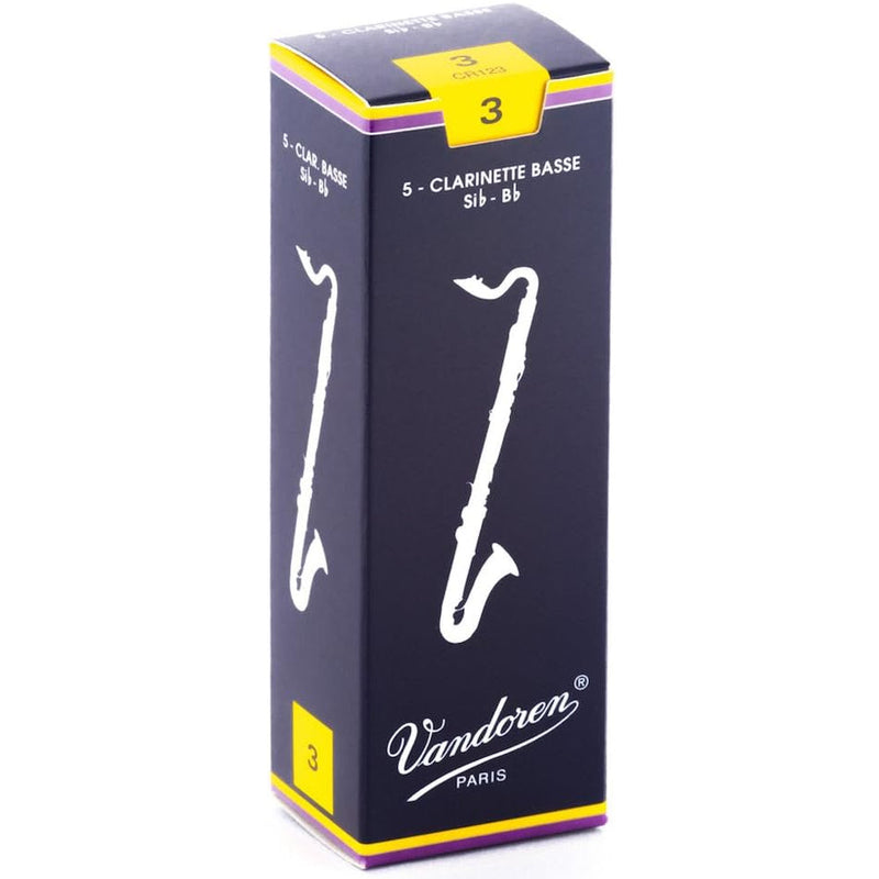 Vandoren CR123 Bass Clarinet Traditional Reeds, Strength 3 Box of 5- for sale at BrassAndWinds.com