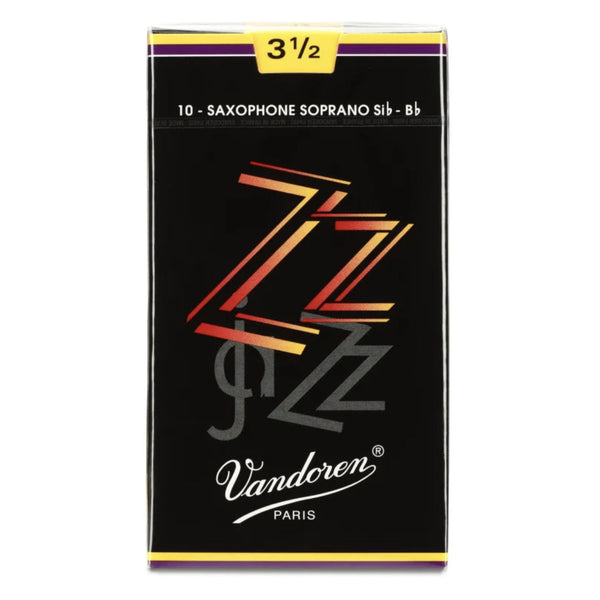 Vandoren SR4035 ZZ Soprano Saxophone Reeds, Strength 3.5, Box of 10- for sale at BrassAndWinds.com